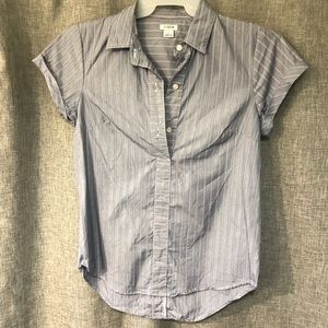 Small blue pinstripe collared J Crew top